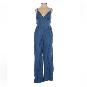 Japna Women's Blue Cotton Linen Jumpsuit Size L